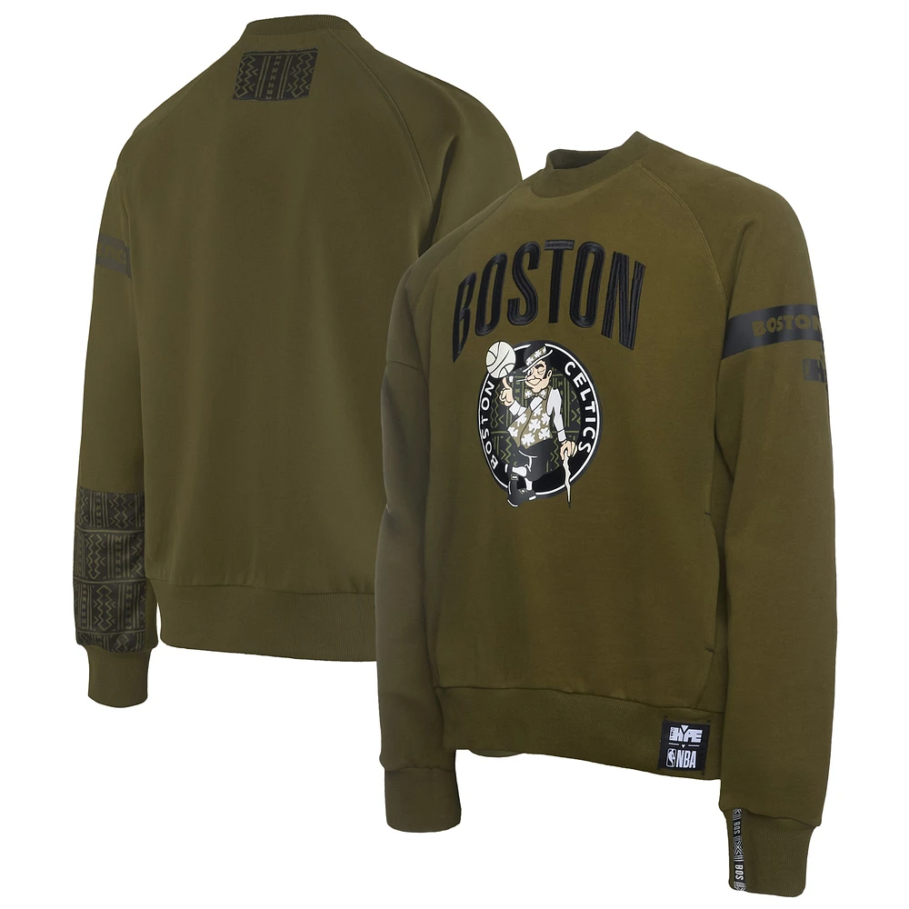 Men's NBA x Two Hype  Olive Boston Celtics Culture & Hoops Collection Premium Pullover Sweatshirt