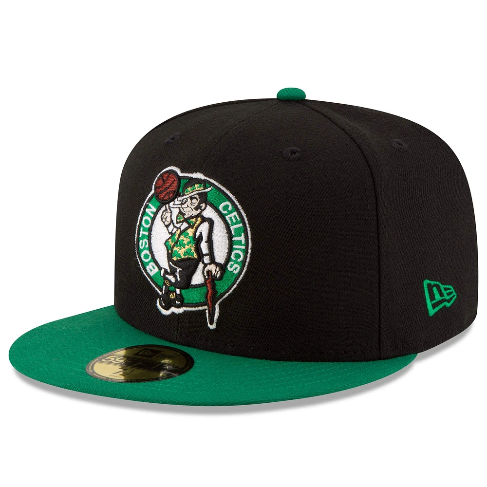 Men's New Era Black/Green Boston Celtics Official Team Color 2Tone 59FIFTY Fitted Hat