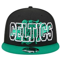 Men's New Era Black/Kelly Green Boston Celtics Sport Night Splatter 2-Tone 9FIFTY Snapback Hat