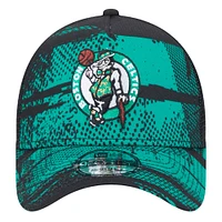 Men's New Era Black/Kelly Green Boston Celtics Tip Off A-Frame Trucker 9FORTY Adjustable Hat