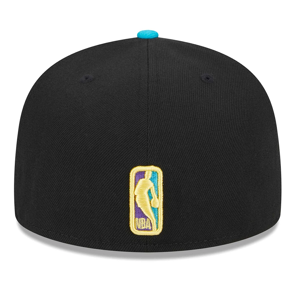 Men's New Era Black/Turquoise Boston Celtics Arcade Scheme 59FIFTY Fitted Hat