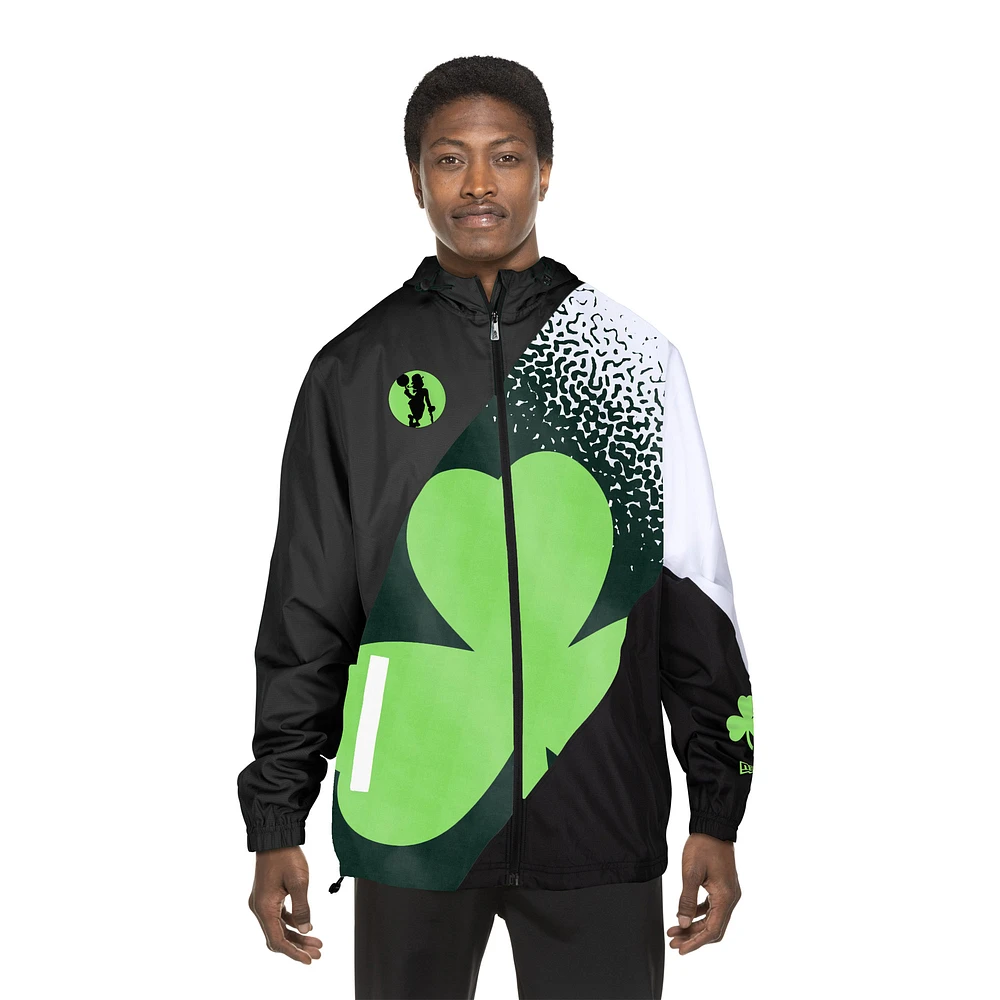 Men's New Era  Black Boston Celtics 2024/25 City Edition Full-Zip Windbreaker Jacket