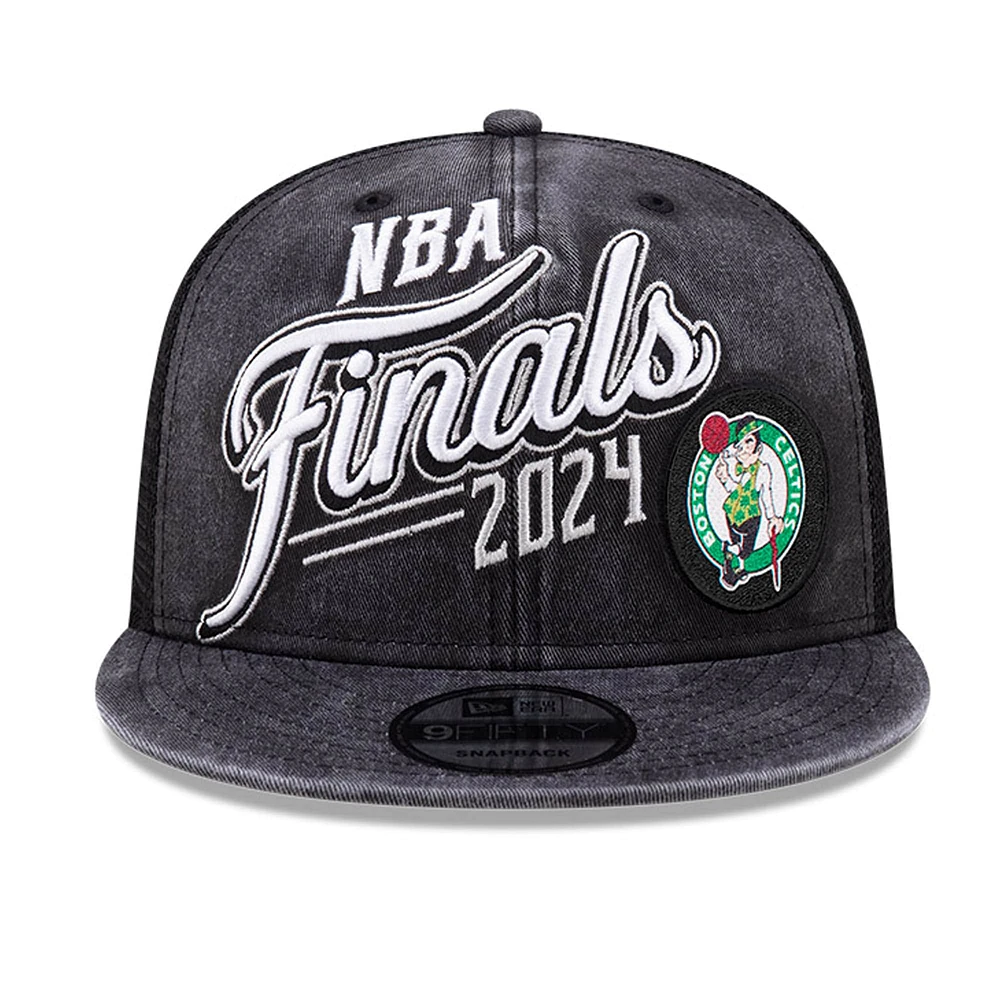 Casquette Snapback 9FIFTY noire New Era pour hommes des Boston Celtics 2024 Champions de la Conférence Est Locker Room