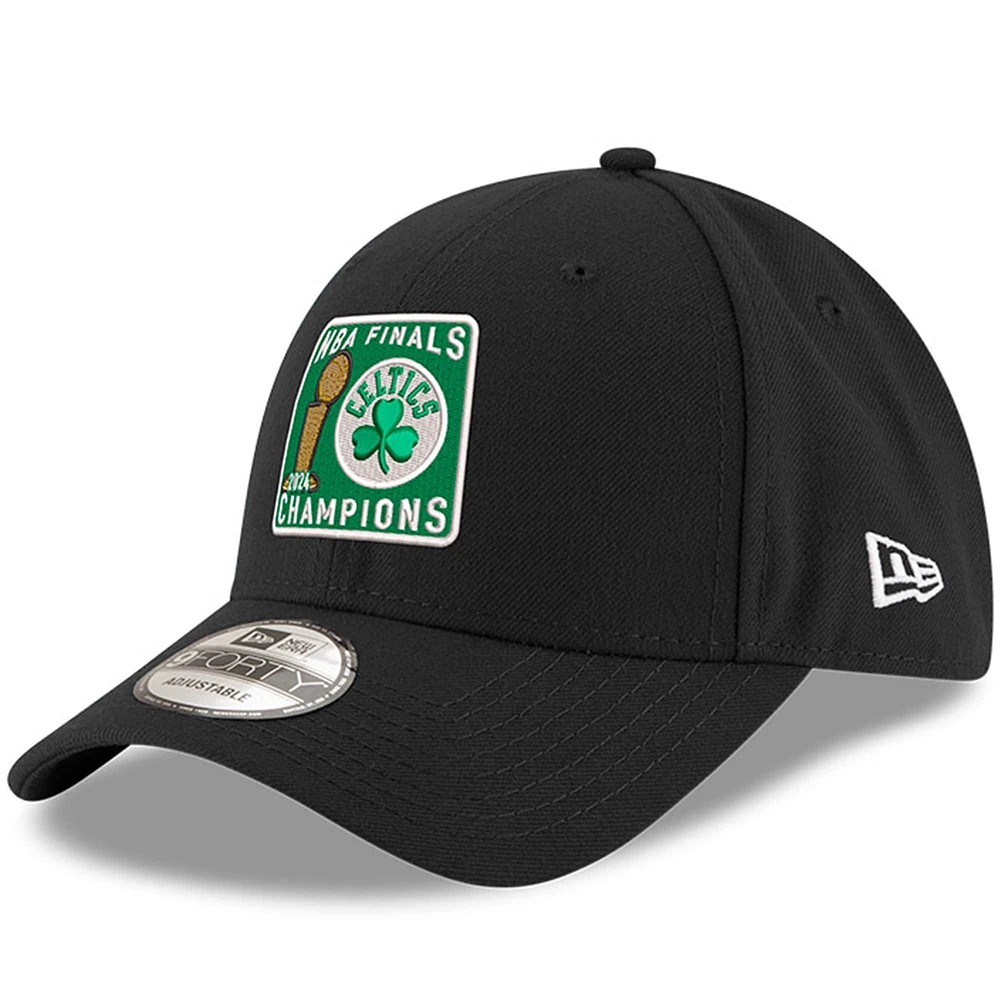 Casquette ajustable 9FORTY New Era pour hommes, noire, Boston Celtics, Champions de la finale de la NBA 2024 Squared Up