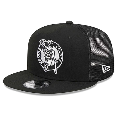 Men's New Era Black Boston Celtics 9FIFTY Snapback Trucker Hat