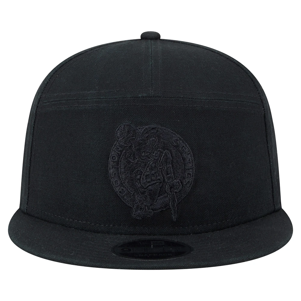 Casquette New Era noire Boston Celtics Adventure Canvas Split Panel 9FIFTY Snapback pour homme