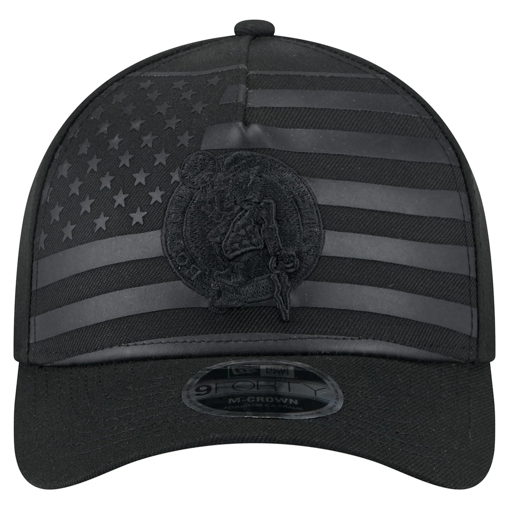 Men's New Era  Black Boston Celtics Game Day Flag A-Frame 9FORTY Adjustable Hat