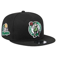 Men's New Era  Black Boston Celtics Logo 18x Champs 9FIFTY Snapback Hat