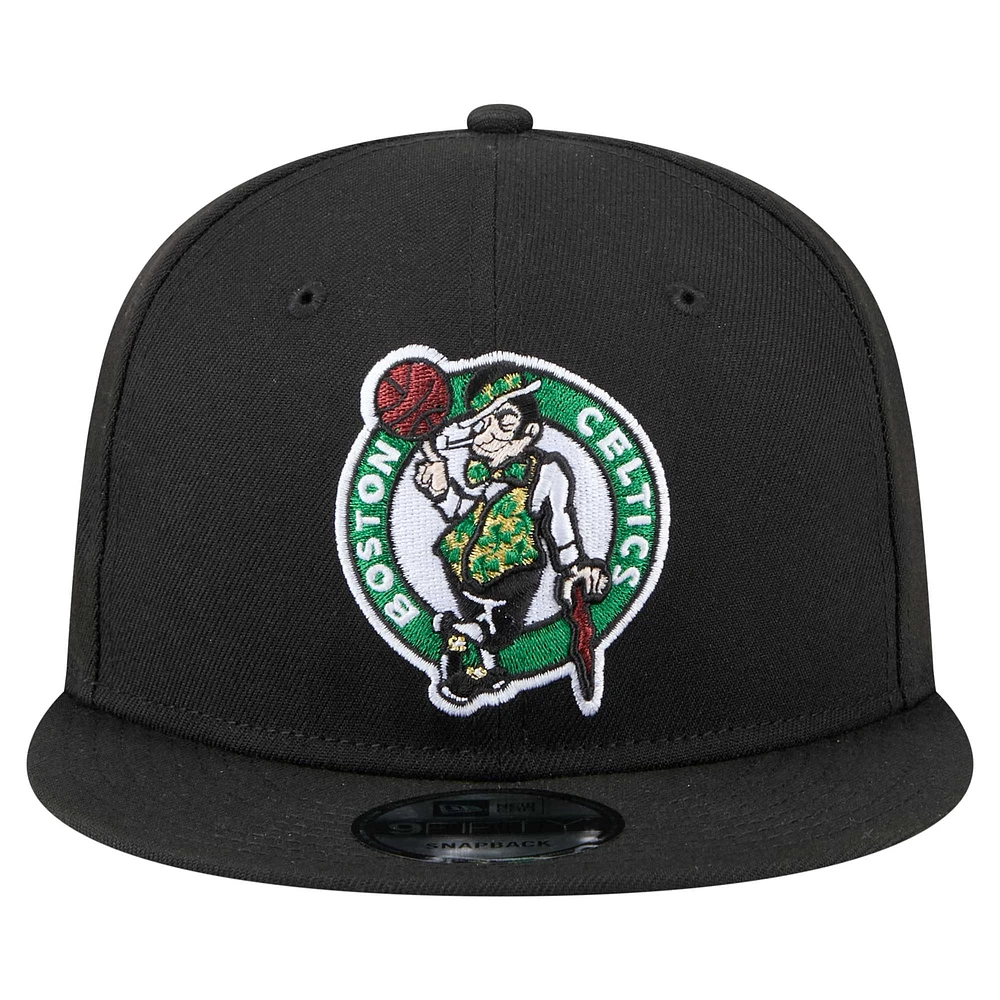 Men's New Era  Black Boston Celtics Logo 18x Champs 9FIFTY Snapback Hat