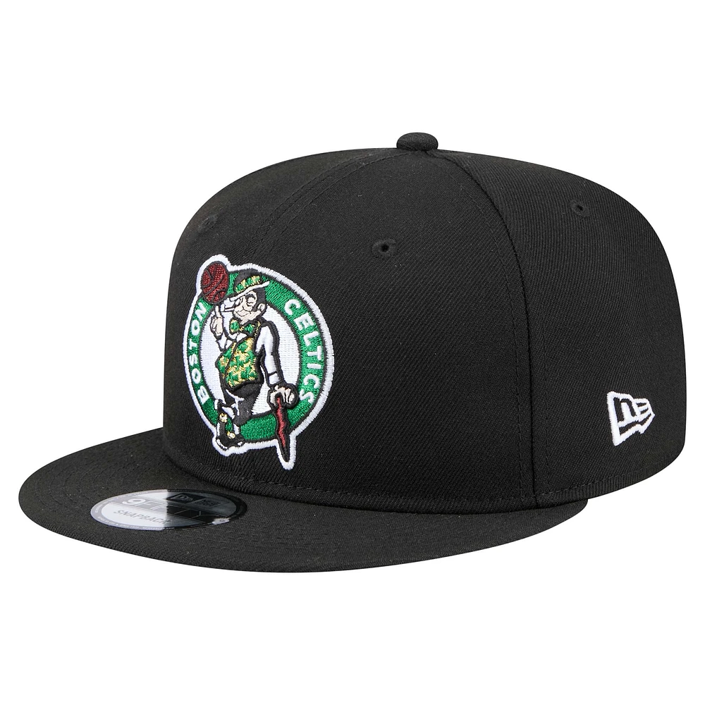 Men's New Era  Black Boston Celtics Logo 18x Champs 9FIFTY Snapback Hat