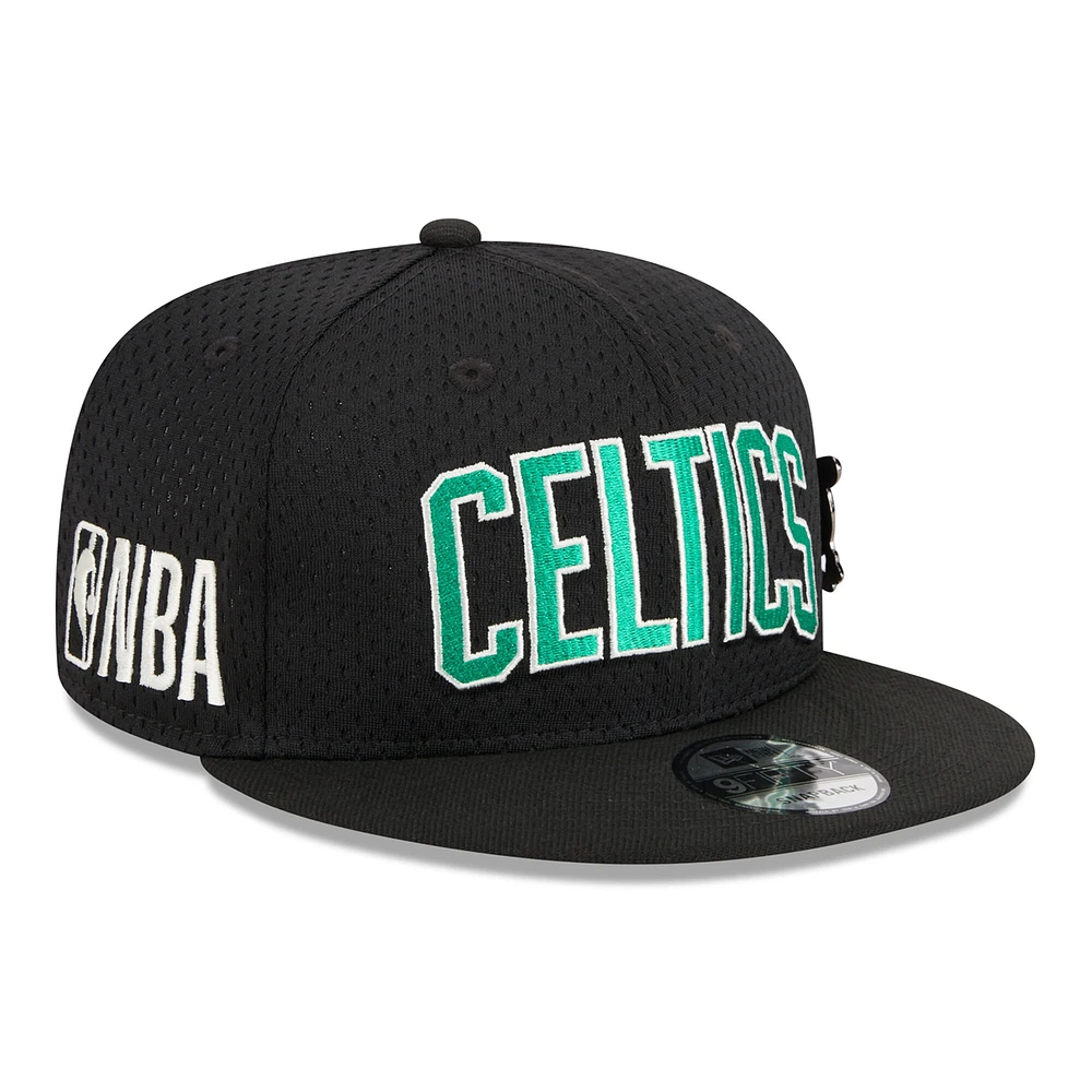 Men's New Era Black Boston Celtics Post-Up Pin Mesh 9FIFTY Snapback Hat