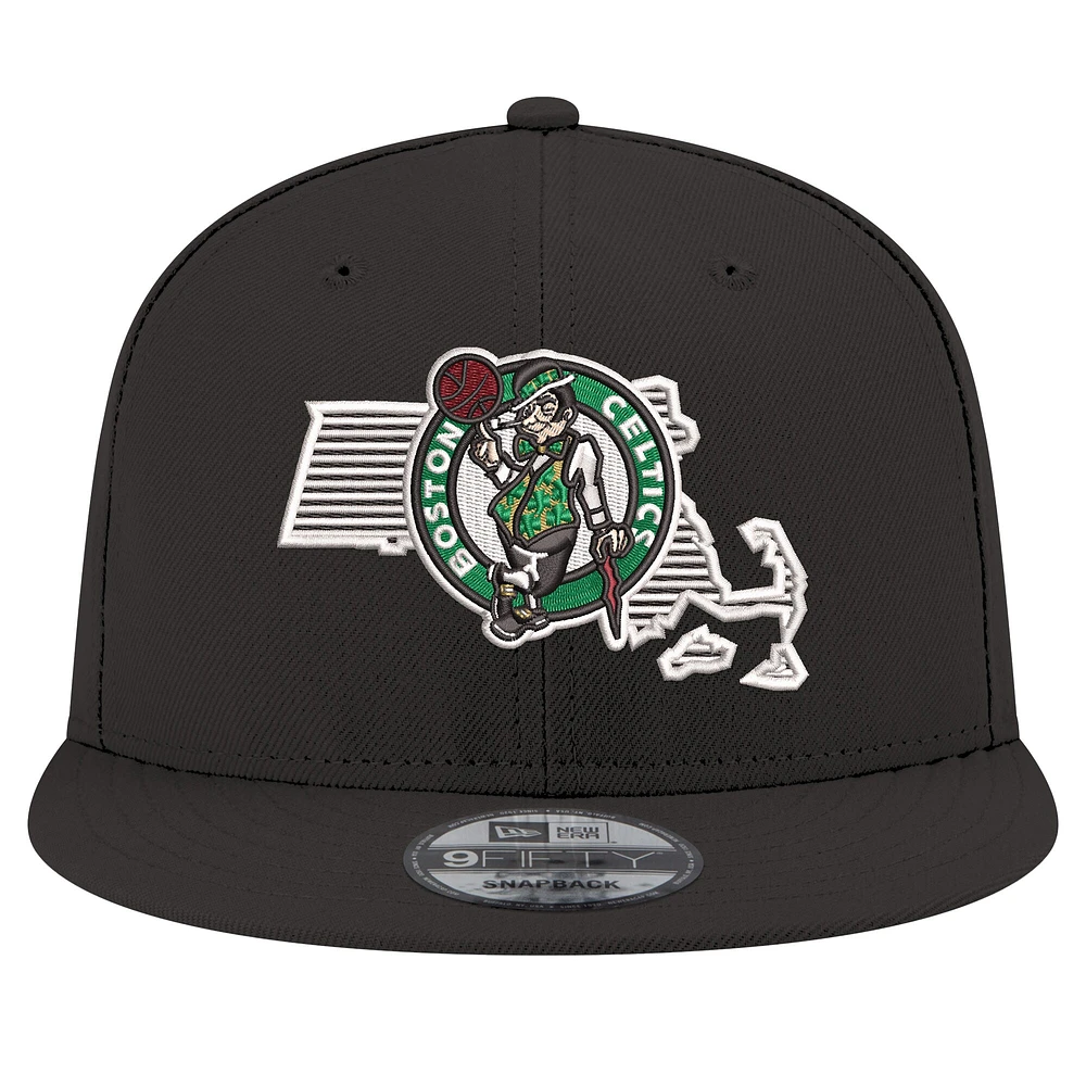 Men's New Era Black Boston Celtics State Pride 9FIFTY Snapback Hat