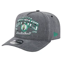 Men's New Era  Charcoal Boston Celtics Throwback Washed Pre-Curved 9FIFTY Snapback Hat