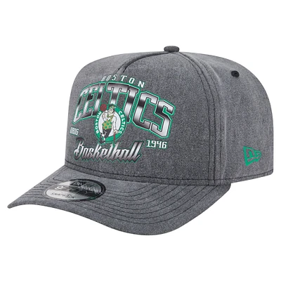 Men's New Era  Charcoal Boston Celtics Throwback Washed Pre-Curved 9FIFTY Snapback Hat