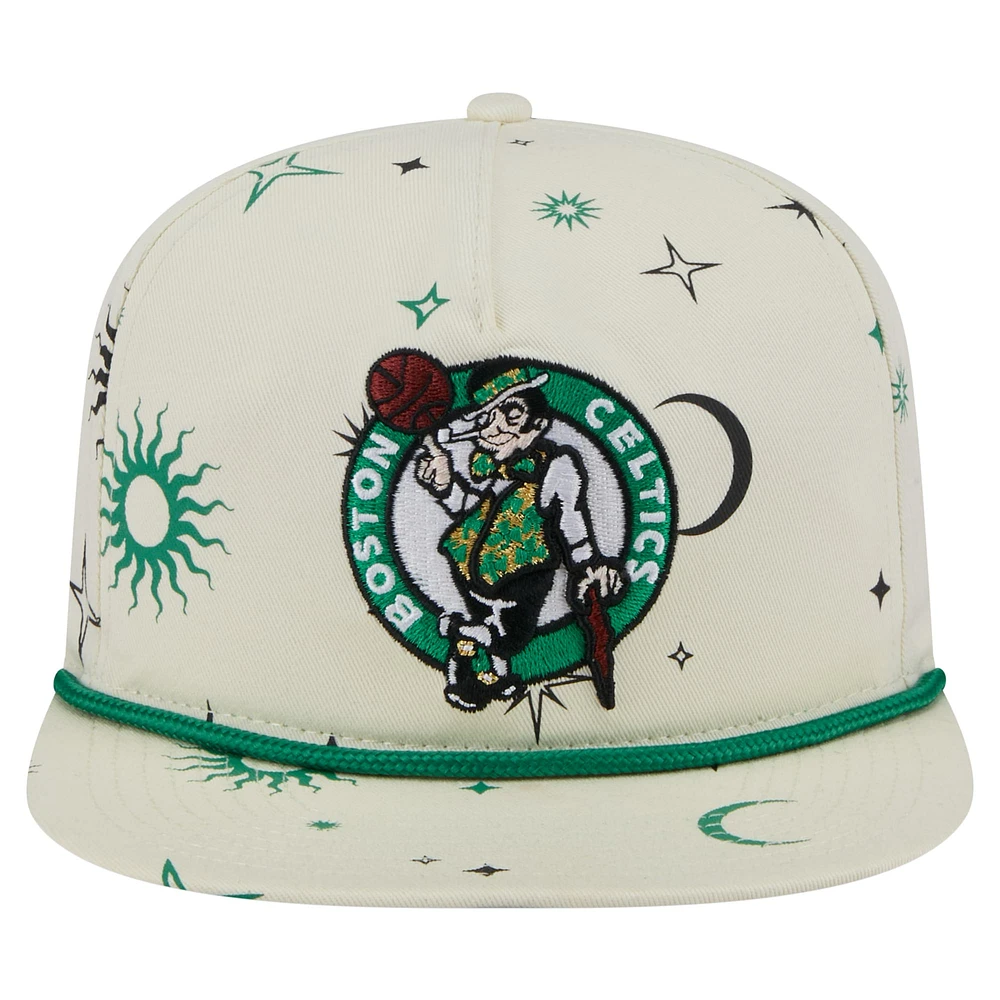 Men's New Era Cream Boston Celtics Lunar Golfer Snapback Hat