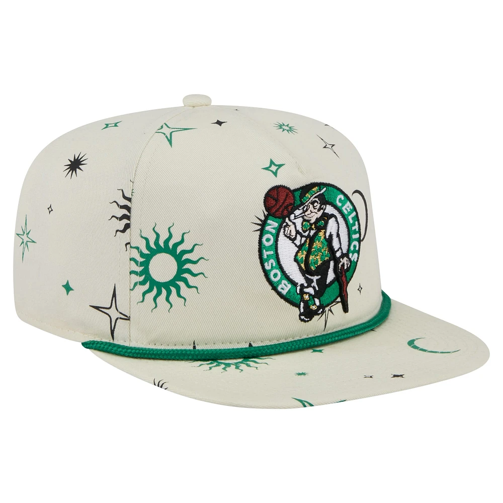 Men's New Era Cream Boston Celtics Lunar Golfer Snapback Hat