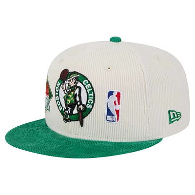 Men's New Era Cream Boston Celtics Two-Tone 9FIFTY Snapback Hat