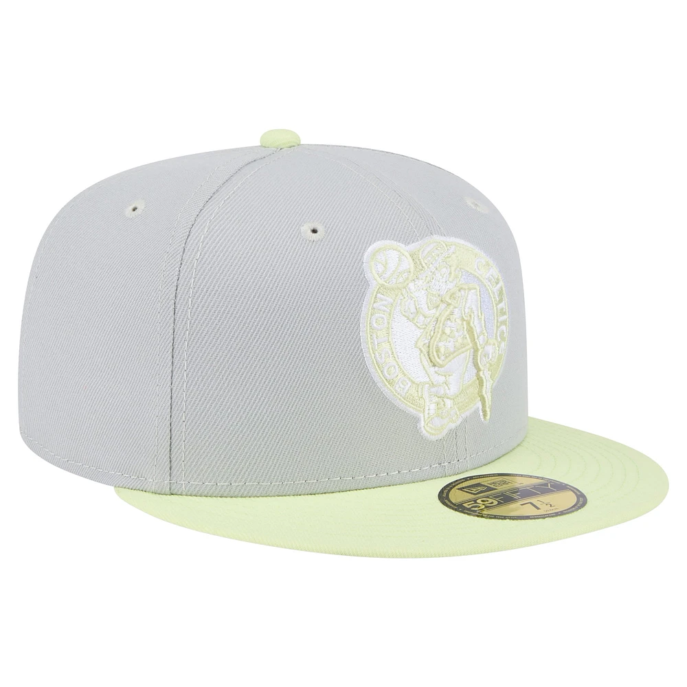 Men's New Era  Gray/Green Boston Celtics Color Pack 2-Tone 59FIFTY Fitted Hat