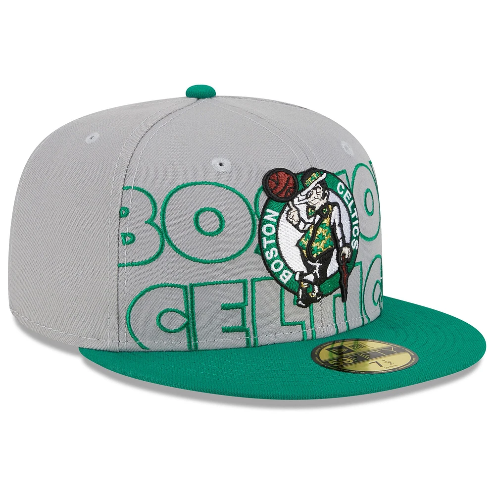 Casquette ajustée 59FIFTY bicolore pour homme Boston Celtics 2023 NBA Draft New Era gris/vert Kelly