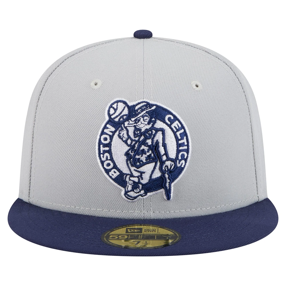 Men's New Era  Gray/Navy Boston Celtics Color Pack 2-Tone 59FIFTY Fitted Hat