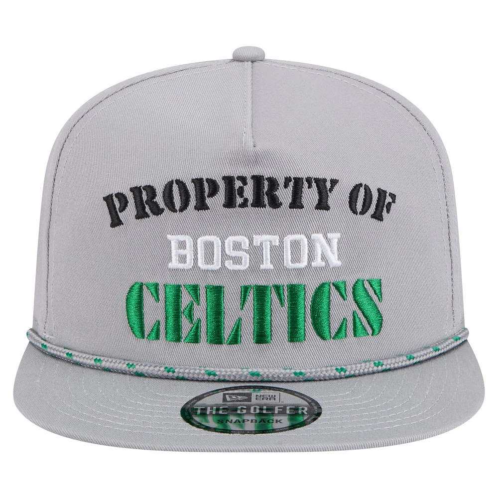 Men's New Era Gray Boston Celtics Throwback Property Of Golfer Snapback Hat