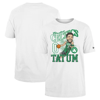 T-shirt de joueur caricature blanc Boston Celtics New Era Jayson Tatum pour hommes