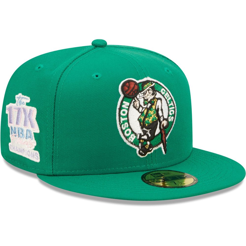 New Era Men's New Era Kelly Green Boston Celtics 17x NBA Finals Champions Pop Sweat 59FIFTY Fitted Hat | Shopping Centre