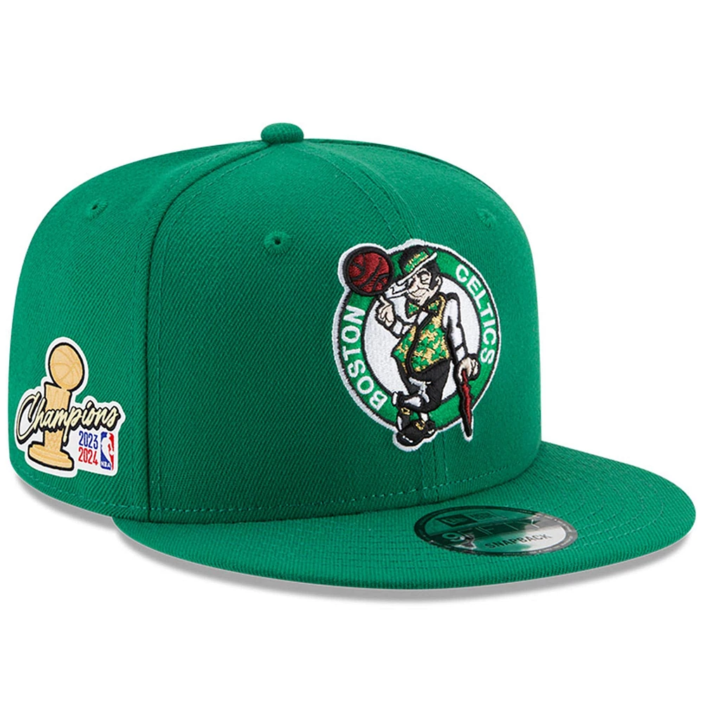 Men's New Era Kelly Green Boston Celtics 2024 NBA Finals Champions Side Patch 9FIFTY Snapback Hat