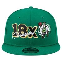 Men's New Era  Kelly Green Boston Celtics Big 18x Champs 9FIFTY Snapback Hat