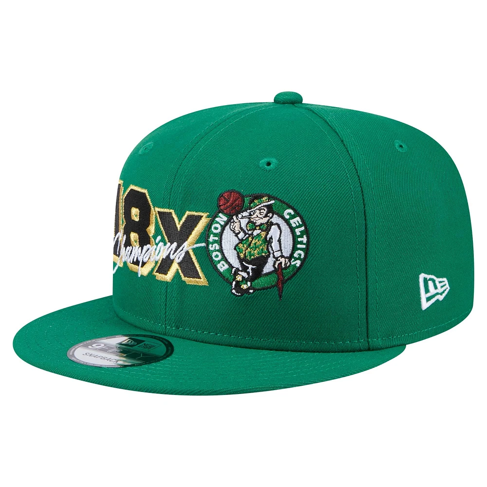 Men's New Era  Kelly Green Boston Celtics Big 18x Champs 9FIFTY Snapback Hat