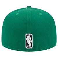 Men's New Era Kelly Green Boston Celtics Court Sport Leather Applique 59FIFTY Fitted Hat