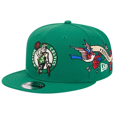 Casquette Snapback Injection City Art 9FIFTY Boston Celtics Kelly Green New Era pour homme