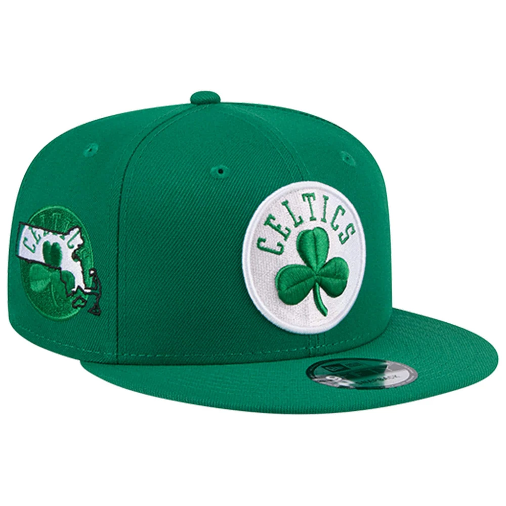 Casquette Snapback 9FIFTY Injection State Outline de Boston Celtics Kelly Green de New Era pour homme