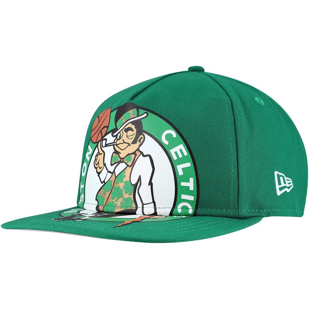 Casquette snapback surdimensionnée avec logo imprimé bouffant pour hommes New Era Kelly Green Boston Celtics