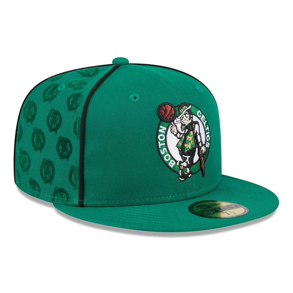 Casquette ajustée 59Fifty passepoilée et floquée New Era Kelly Green Boston Celtics pour hommes