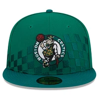 Men's New Era Kelly Green Boston Celtics  Rally Drive Checkerboard 59FIFTY Crown Fitted Hat