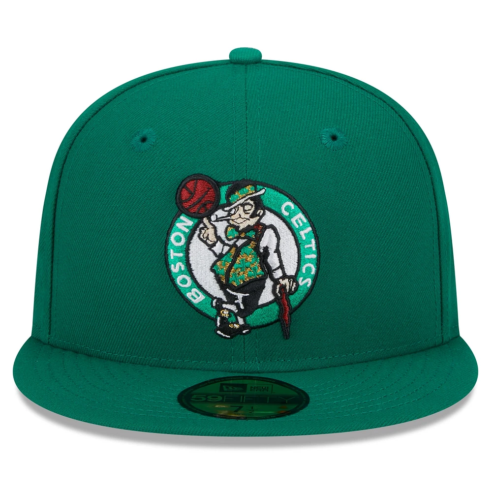 Casquette ajustée 59FIFTY New Era Kelly Green Boston Celtics Rally Drive Side Patch pour hommes