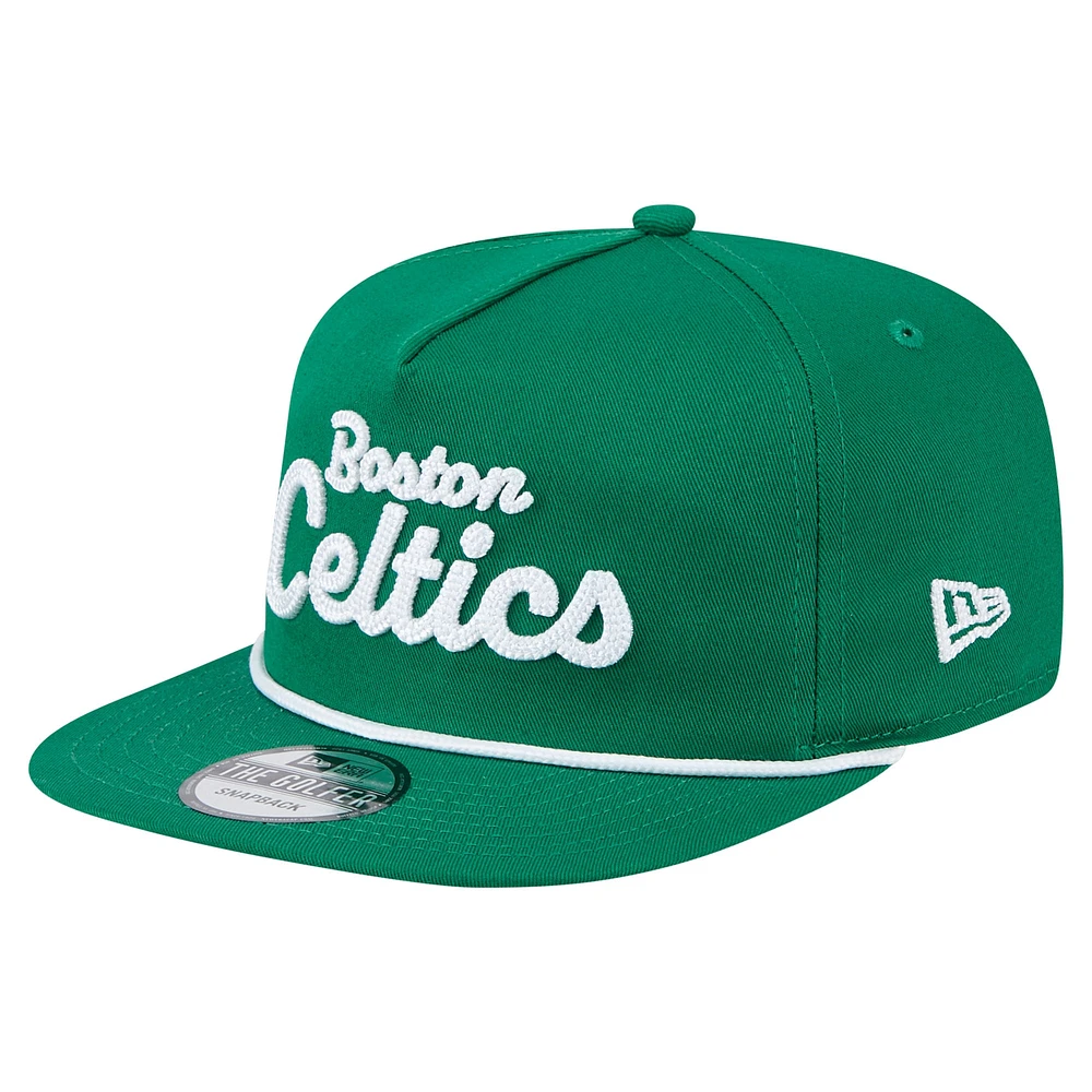 Men's New Era Kelly Green Boston Celtics Team Text Golfer Snapback Hat