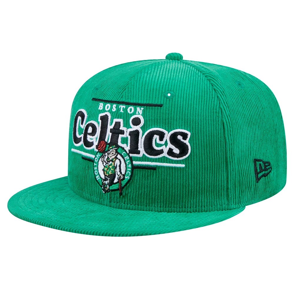 Casquette Snapback 9FIFTY en velours côtelé pour homme New Era Kelly Green Boston Celtics