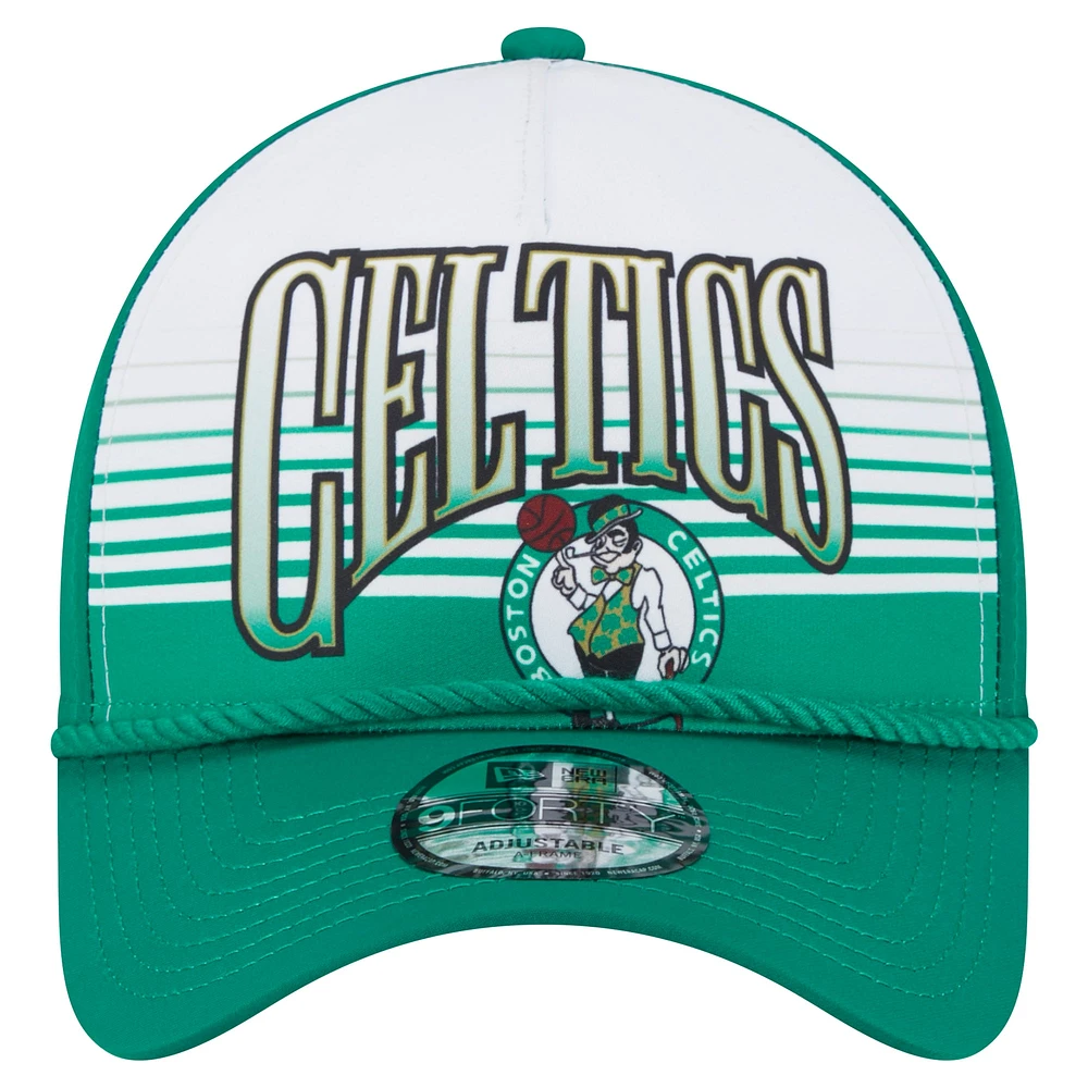 Men's New Era Kelly Green Boston Celtics Throwback Gradient A-Frame 9FORTY Adjustable Hat