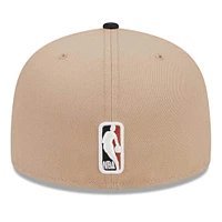 Men's New Era Khaki/Black Boston Celtics Burnt Orange Logo Two-Tone 59FIFTY Fitted Hat