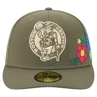 Men's New Era Olive Boston Celtics Tonal Florals 59FIFTY Fitted Hat