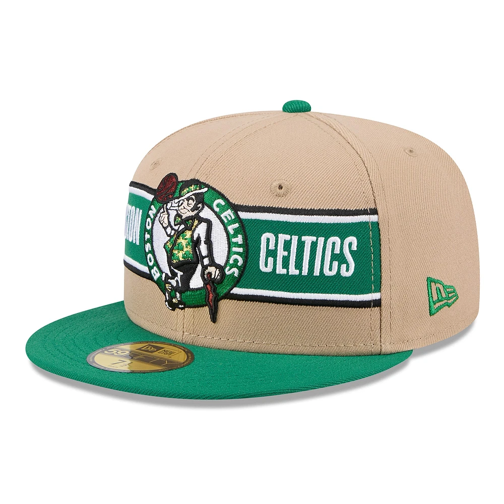 Casquette ajustée New Era pour hommes, beige/vert Kelly, Boston Celtics 2024 NBA Draft 59FIFTY