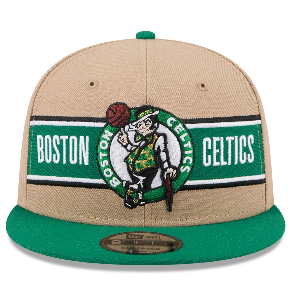 Casquette Snapback Boston Celtics 2024 NBA Draft 9FIFTY New Era beige/vert Kelly pour homme