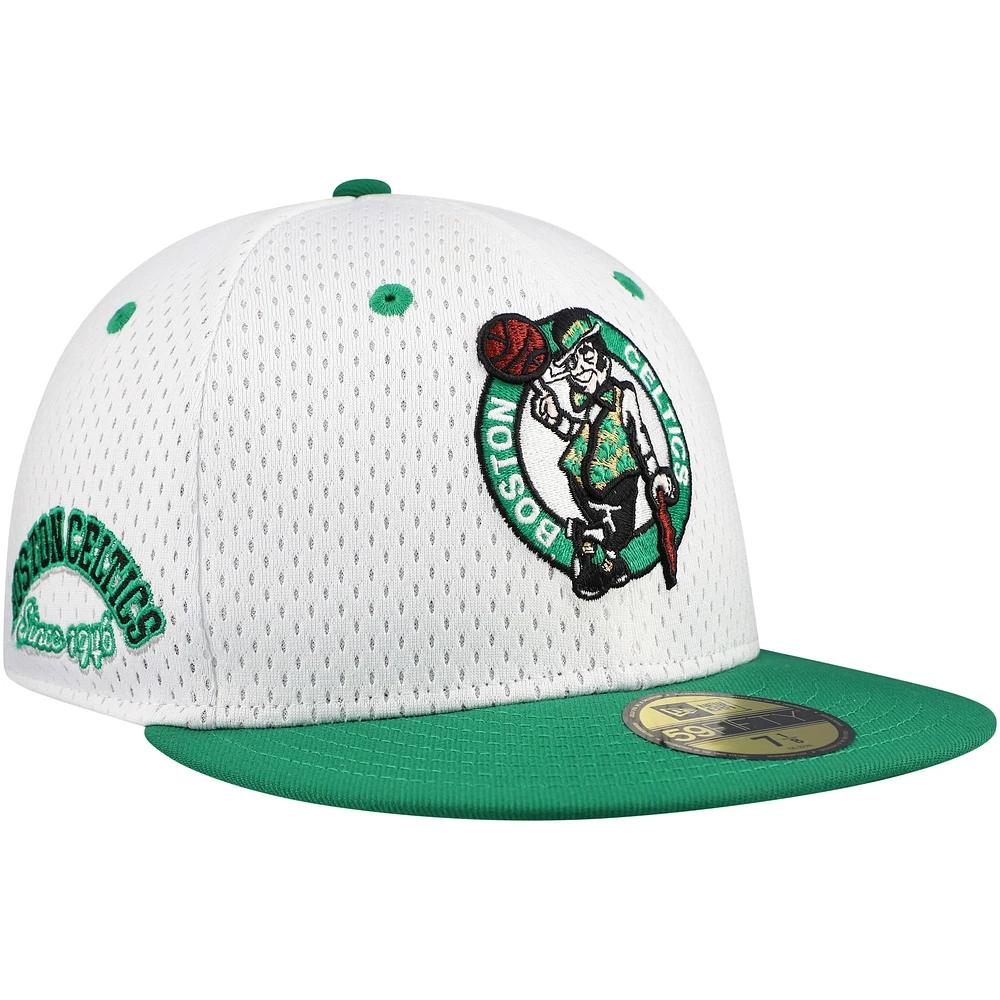 Casquette ajustée Boston Celtics Throwback 2Tone 59FIFTY New Era pour hommes, blanc/vert Kelly