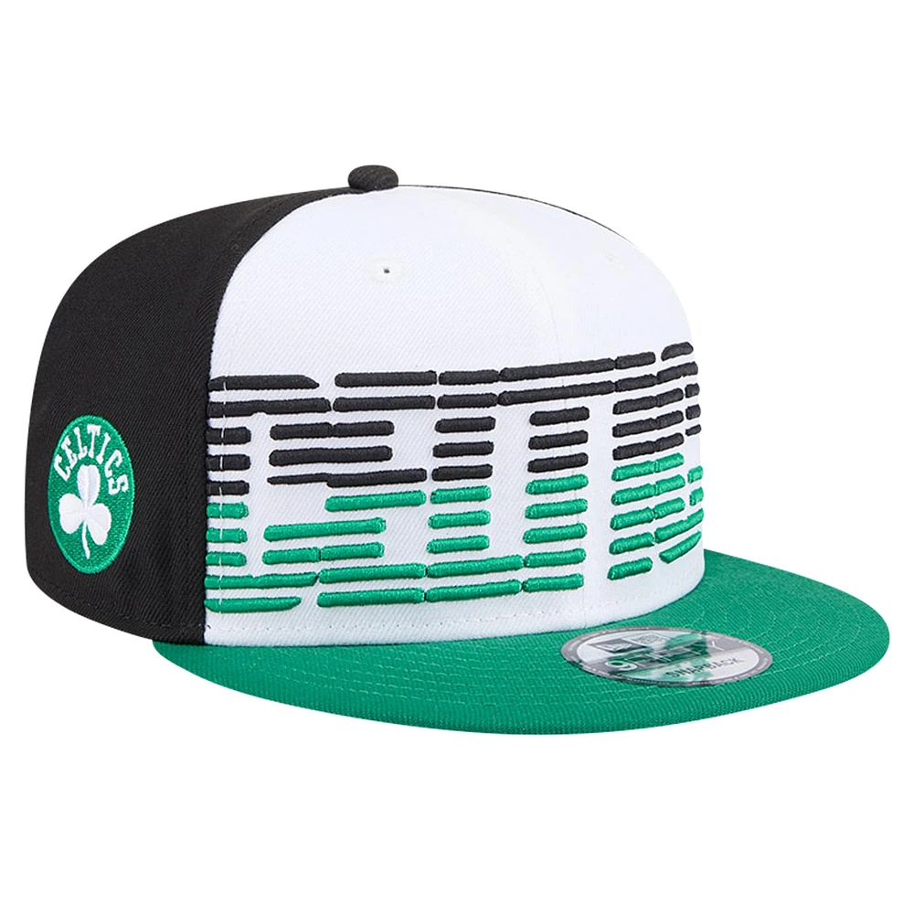 Men's New Era White/Kelly Green Boston Celtics Throwback Gradient Tech Font 9FIFTY Snapback Hat