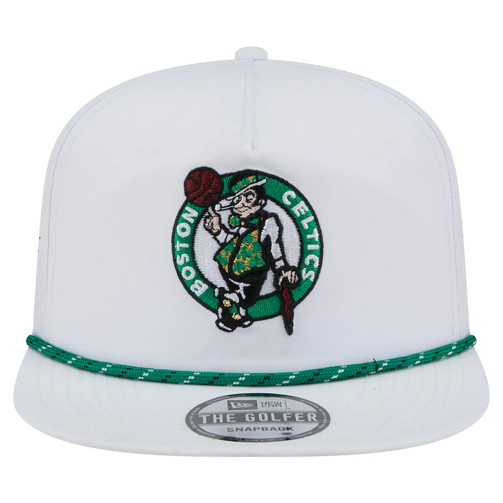 Men's New Era White Boston Celtics Performance Rope Golfer Adjustable Hat