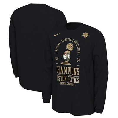 T-shirt à manches longues pour hommes Nike noir Boston Celtics 18-Time NBA Finals Champions Locker Room