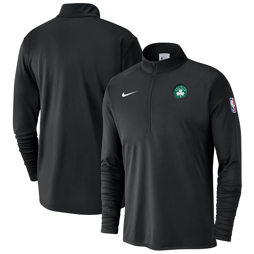 Haut Nike noir Boston Celtics 2024/25 Courtside Performance à demi-zip pour homme