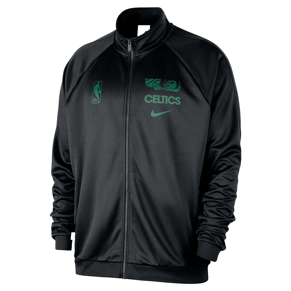 Men's Nike Black Boston Celtics Courtside Pique Club Full-Zip Track Jacket